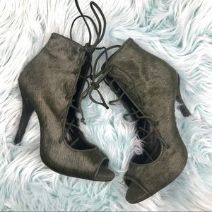 Schutz Green Lace Up Heels